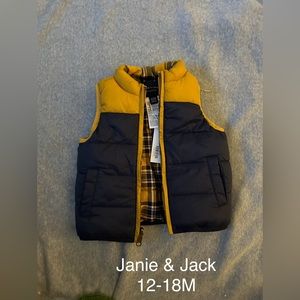 Janie and Jack boys puffer vest 12-18 M new w tags